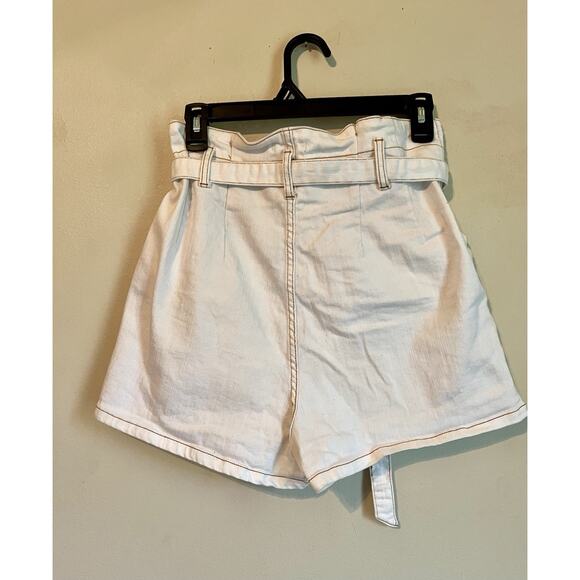 GB Denim Shorts Juniors 9 white Ivory Jean Button Fly Paperbag Shorts - Picture 5 of 6